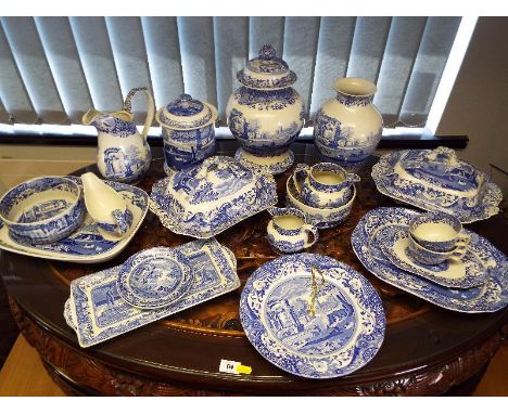 A large collection of Spode blue and white table ware to include lidded tureen, ginger jars, vases, water jugs and other (qty