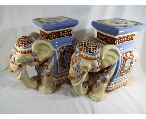 Two ceramic planters in the form of elephants, 38 cm (h) (2)