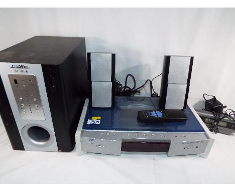 A JCV RDS Dolby digital DVD cinema system TH-ARMA9R, a Colorsit SP-868 bass woofer with Surround Sound speakers, remote contr
