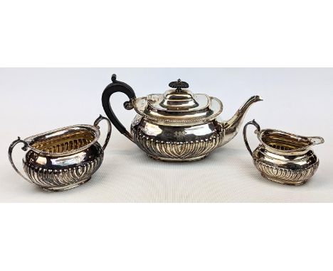 Early 20thC 3 Piece Silver Tea Set Monogrammed T J By Harrison Brothers &amp; Howson (George Howson) Sheffield 1923. 1100g to