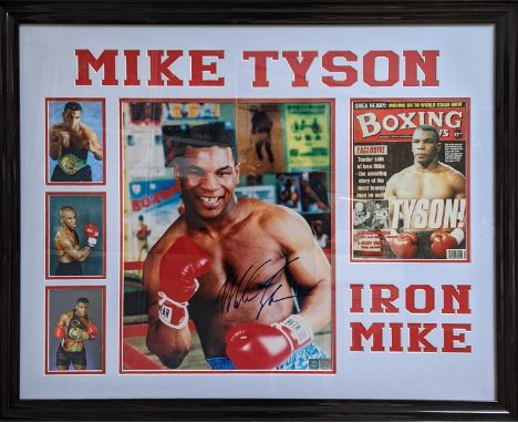 Mike Tyson signed Collage. This was Mike Tyson's first ever photo shoot for Sports Illustrated Magazines.95 x 78cm total size