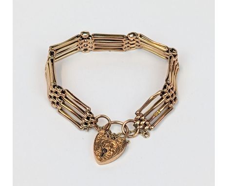 Ladies Rose Gold gate bracelet and padlock 23g total weight 
