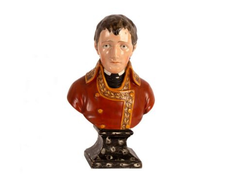 A Staffordshire pearlware bust of Napoleon, 25cm high/see illustration CONDITION REPORT: Small flat chip to underside front o