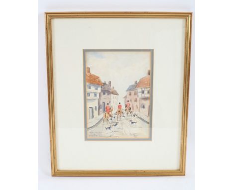 Attributed to Beatrice Hope Evans (1866-1906)/Atherstone Hounds going up Gosford St, Coventry to Binley/Dec 3rd 1892, waterco