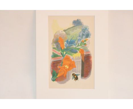 John N Nash (British 1893-1977)/Hay Cart by a Garden Gate with Bee/colour lithograph, 21cm x 13.5cm/mounted but unframed COND