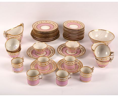 A Flight Barr and Barr tea service of forty-five pieces with gilt floral borders