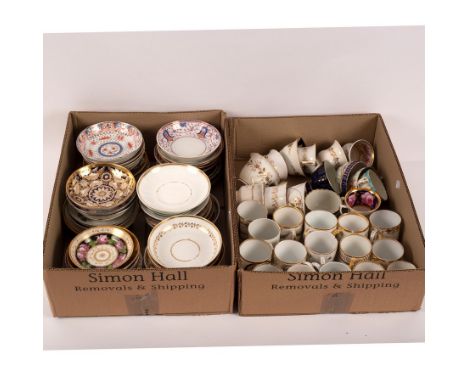 Approximately fifty early 19th Century and later decorative saucers, sixteen coffee cans and fourteen teacups