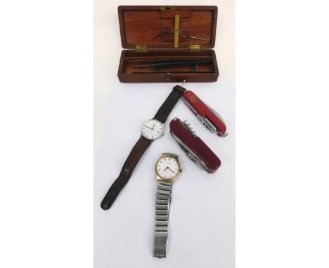 An Accurist wristwatch, the 4cm diameter dial with baton pointers and numerals, marked 17 Jewel Shock Master, a Rukla wristwa