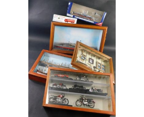 A cased model of a ship, various other diecast vehicles, reproduction Dinky Super Toys Leyland Octopus 943, 4cm high, boxed, 