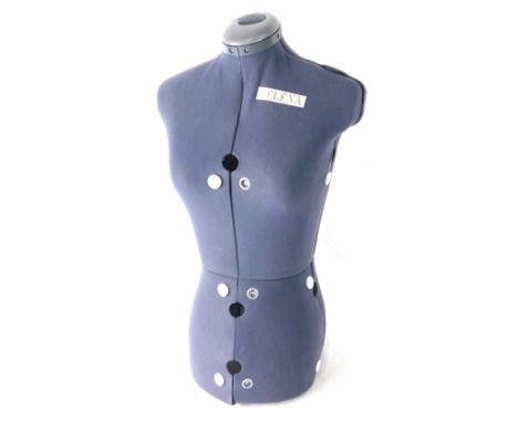 A Helena mannequin dummy, female quarter profile, with adjustable numbered top, 75cm high. 