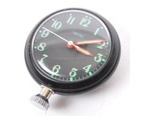 Smiths / Automobile Interest -&nbsp;A classic car dashboard rally time clock with luminous hands, Arabic numerals, black dial