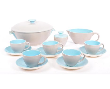Poole Pottery - Twintone&nbsp; - Dove Grey and Sky Blue (colour code - C104).&nbsp;A small collection of vintage mid 20th Cen