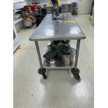 Rolling Stainless Cart, 30" x 72" & Contents on Bottom Shelf