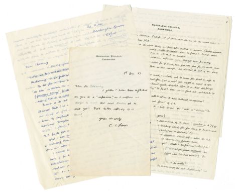 LEWIS (CLIVE STAPLES)Series of four autograph letters signed ('C.S. Lewis') to Anthony Spearing ('Dear Spearing', 'Dear Mr Sp