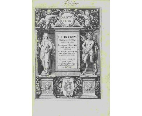 ARISTOTLEEthicorum Nicomachiorum paraphrasis, 2 vol. bound in 1,  edited by Daniel Hensio, text in Greek and Latin, engraved 