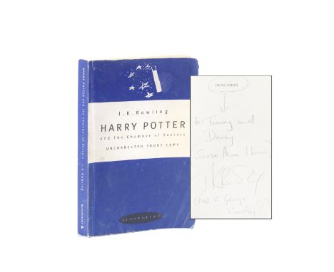 ROWLING (J.K.)Harry Potter and the Chamber of Secrets, UNCORRECTED PROOF, PRESENTATION COPY INSCRIBED BY THE AUTHOR 'To Tommy