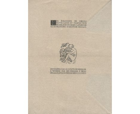 CRANACH PRESSVERGILIUS MARO (PUBLIUS) Les Eclogues,  number 35 of 250 copies on hand-made rag paper watermarked with Maillol 