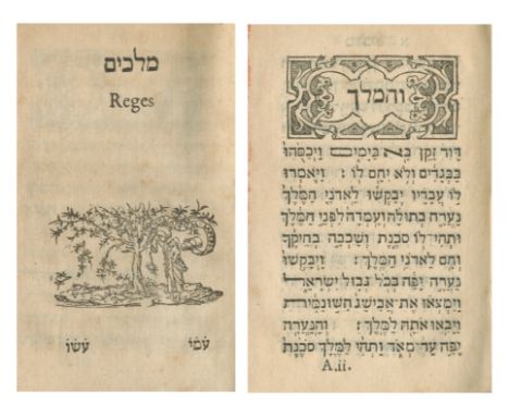 BIBLE, IN HEBREW[BIBLIA HEBRAICA] Quinque libri legis, 12 parts (of 17) bound in 12 vol., comprising: Pentateuch, 5 vol. (Gen