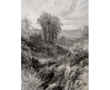 A Collection Of Original Drawings, Watercolours and Oil On Canvas To include a monochrome gouache on card depicting figures b