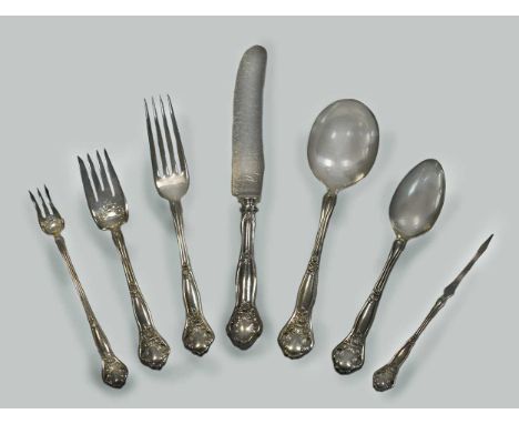 A pair of silver tablespoons, 175g (5.5ozt), along with a set of early 20th century American metalwares silver plated cutlery