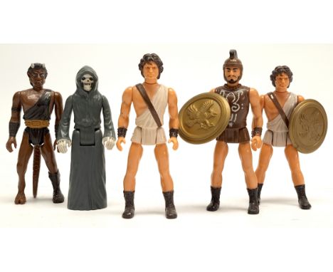 Mattel vintage Clash of the Titans 3 3/4" figures x 5, to include Charon, Thallo, Perseus x2, Calibos, Good to Good Plus, inc