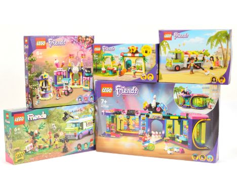 Lego (Sealed) Friends sets x 5, to include 41708 Roller Disco Arcade, 41687 Magical Funfair Stalls, 41749 Newsroom Van, and o