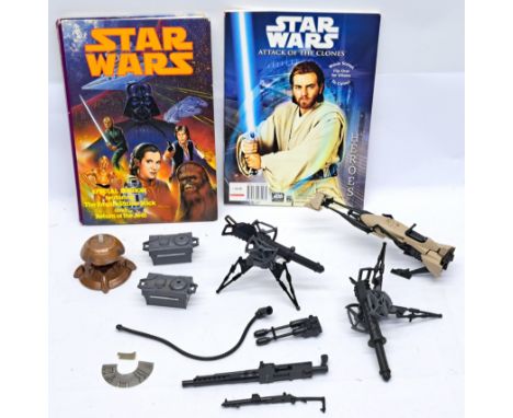 Kenner Star Wars vintage incomplete Speeder-bike, Tripod Laser Cannon in mixed lot. Poor to fairColouring book has some pages
