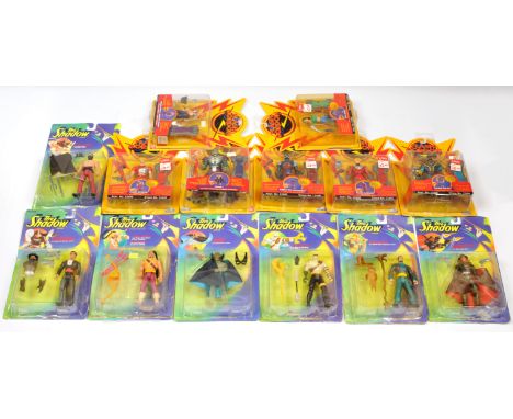 Playmates Flash Gordon and Kenner The Shadow action figures, Good to Excellent, within Fair to Good opened packaging. Most fi