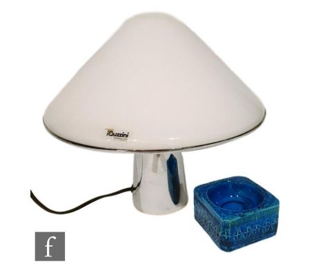 A 1960s Bitossi Rimini Blu dish of square form with canted corners decorated with bands of impressed patterns against a tonal