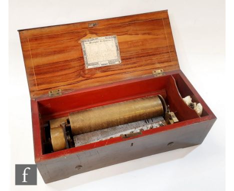 A Nicole Freres key wind musical box playing twelve airs, serial no 25113, game no 892 with original tune card, cylinder 30cm