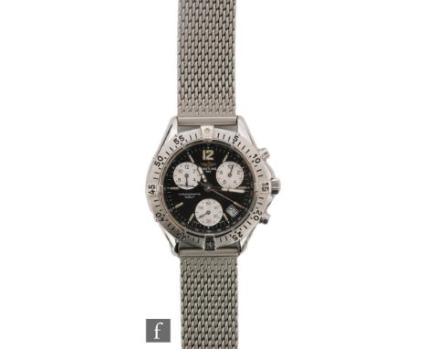 A gentleman's stainless steel Breitling chronograph Colt with three silvered subsidiary dials to a black dial, case diameter 
