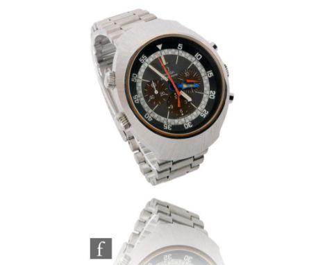 A 1970's Omega Flightmaster gentleman's stainless steel chronograph wristwatch ref 145.036, movement numbered 35583011, with 