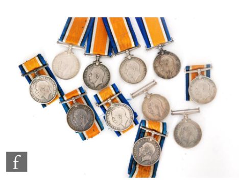 Eleven World War One British War Medals awarded to 203936 Pte T. Tompkinson Y & L.R, 203156 Pte W.A Brisk Lan. Fus, 17088 Cpl