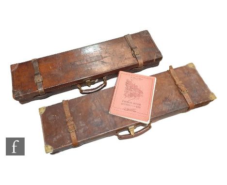 Two leather shot gun cases one labelled Charles Boswell 126 Strand London, Melbourne and Sydney, the other William Evans 63 P