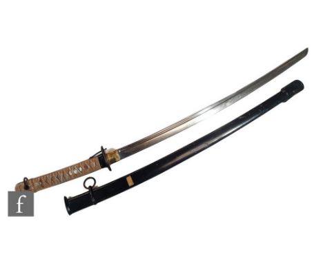 A mid 20th Century Japanese Katana No 151847, 70cm blade, painted hilt and black scabbard. 