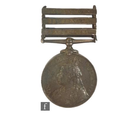 A Queen's South Africa medal with Cape Colony, Transvaal and Wittebergen bars to 4180 Pte E Page, Worcester Regiment, lacking