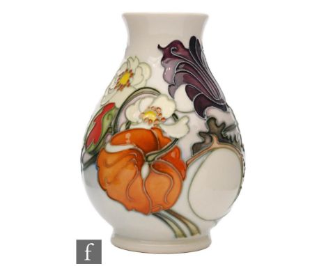 A Moorcroft Pottery baluster vase decorated in the Sandringham Bouquet pattern designed by Emma Bossons, impressed and painte