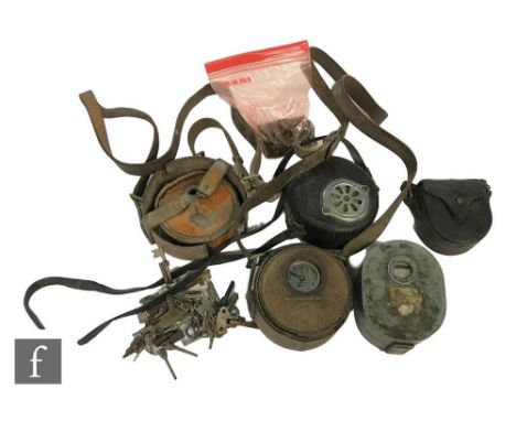 Three night watchman control clocks in leather cases one named Thames MNFG &amp; Co Ltd London, a rectify clock by Dent No 64