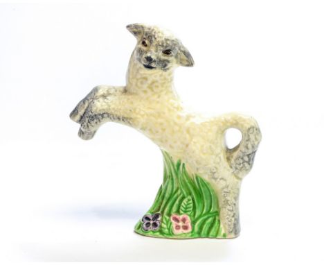 Clarice Cliff for Wilkinson, a model of a leaping lamb, facsimile mark, 12.5cm high