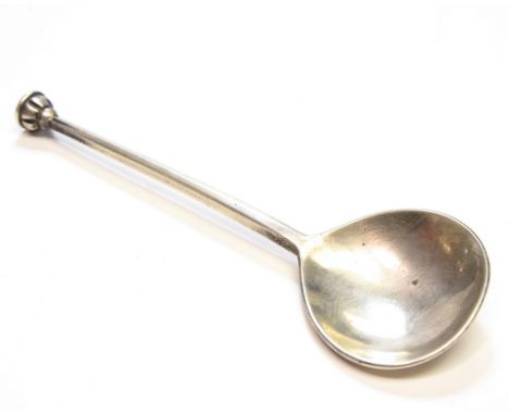 George Hart for the Guild of Handicraft, a silver seal topped preserve spoon, scalloped finial and rat tail to the pear shape