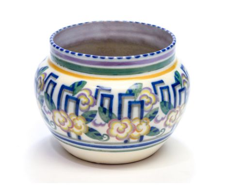 Carter, Stabler and Adams, a Poole Pottery Art Deco jardiniere or bowl, LP pattern, decorated with floral skyscraper design, 