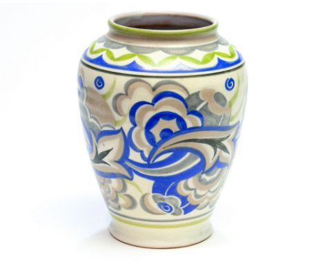 Truda Carter for Carter, Stabler and Adams, a Poole pottery vase in CU pattern, painted by Norah Preston, shouldered form wit