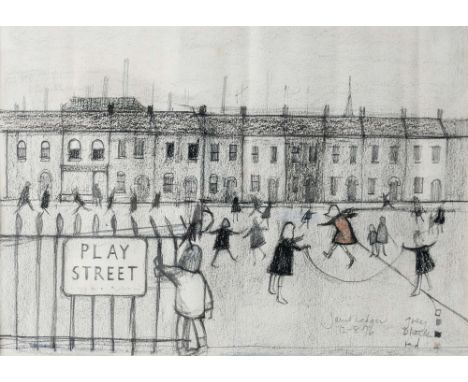 Janet Ledger (b.1931), Play Street, pencil sketch, signed and dated 1976, 29cm x 39cm, framed