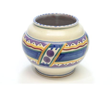 Truda Carter for Carter, Stabler and Adams, a Poole pottery HI pattern vase, squat ogee moulded ovoid form, decorated with ab
