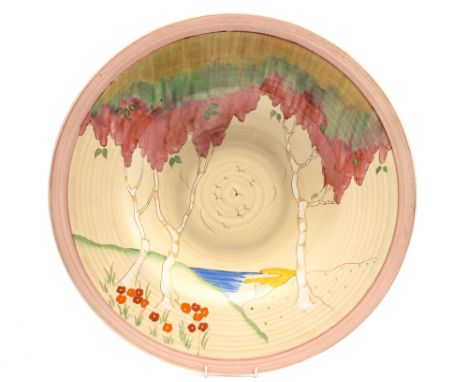 Clarice Cliff for Wilkinson, a Taormina pattern charger or wall plate, facsimile mark, 46cm diameter