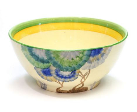 Clarice Cliff for Wilkinson, a Viscaria or Blue Aurea fruit bowl, Bizarre marks, 28cm diameter