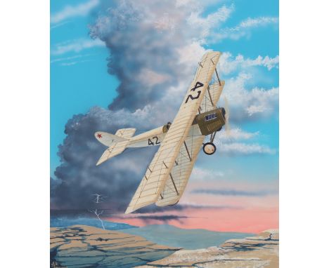 Steve Ferguson (American, B. 1946) "JN-3 Jenny" Signed lower left. Original Mixed Media painting on Cold Press Illustration B