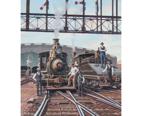 J. Craig Thorpe (American, B. 1948) "Missouri Locomotive" Signed lower right. Original Oil painting on Paper. Provenance: Col