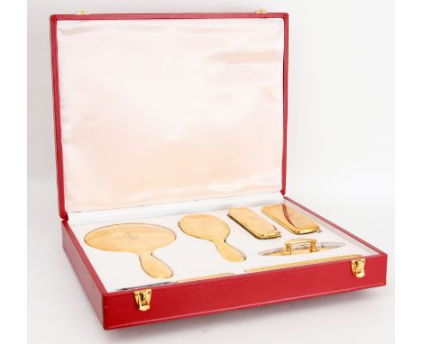 (7pc) Tiffany &amp; Co 18k Gold Dresser Set Hallmarks denote period being (1907-1947) during John C Moore II directorship. Co