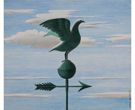 Erik Nitsche (Swiss, 1908 - 1998) "Weather Vane in a Clean Sky" Signed lower right. Original Watercolor painting on Illustrat